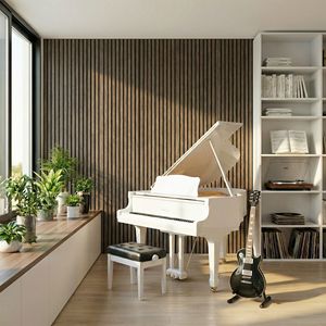 Pannelli Acustici in Legno di Noce 47 x 24 Pollici, Set da 4, Fonoassorbenti a Doghe per Decorazione Pareti Domestiche - Product Image 2