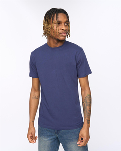 Camiseta de Manga Corta para Hombre, Cuello Redondo, Color Azul Marino, Corte Regular, Algodón Jersey, Estilo Casual, Color Sólido, Tejido Liso - Product Image 1