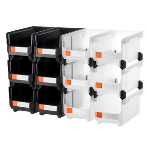 Lot de 12 bacs de rangement en plastique empilables de 14,8 x 8,5 x 7,1 pouces pour l'organisation du garage - Product Image 4