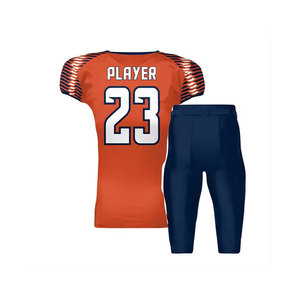 Custom Men's Orange Football Jersey Set Sublimated V-Neck Short Sleeve Moisture Wicking <b>Athletic</b> Fit All Seasons - Product Image 3