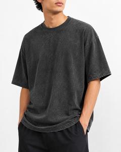 T-shirt Homme Oversize Long en Coton Lavé 100% Écologique, Col Rond, Manches Courtes, Coupe Décontractée, Couleur Unie, 220g – Meilleure Vente - Product Image 2