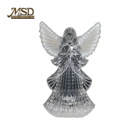 Figurine d'ange en acrylique LED argentée, statue éclairée en prière avec ailes scintillantes, décoration de porte pour les fêtes de Noël, approvisionnement en gros B2B en Chine