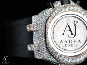 Montre mécanique AARVA JEWELS en acier inoxydable avec incrustation de diamants, chronographe analogique, bracelet en cuir de 20 mm, luxe, logo personnalisé - Product Image 5
