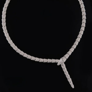 Iced Out Geometric Moissanite <b>Necklace</b> 925 Silver Rhodium Plated Neck Wear Sparkling <b>Statement</b> <b>Necklace</b> For Unisex Wear - Product Image 1