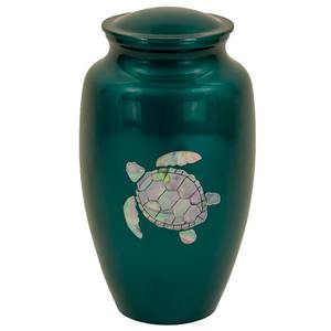 Urne funéraire blanche de style américain LU Sea Turtle, capacité de 200 pouces cubes - Product Image 1