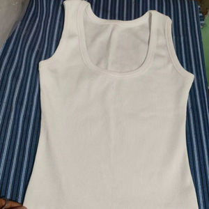 Camiseta sin mangas de algodón acanalado con cuentas para mujer, chaleco bordado en verde oliva, ropa de verano informal, prenda interior. - Product Image 1