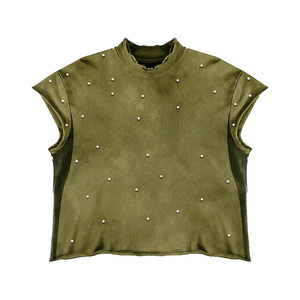 Camiseta al por mayor con efecto desgastado, estilo vintage Y2K, 220 gsm, jersey de algodón con dobladillo sin rematar para minoristas de ropa vintage - Product Image 1