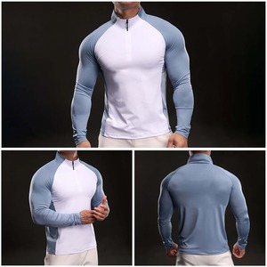 Camiseta Deportiva de Secado Rápido para Hombre, Manga Larga, Media Cremallera, Transpirable, para Correr, Entrenamiento, Fitness - Product Image 3