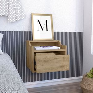 Busan Modern Single Drawer <b>Floating</b> Nightstand Sleek Two-Tiered Top Shelf As End Table or Side Table - Product Image 4