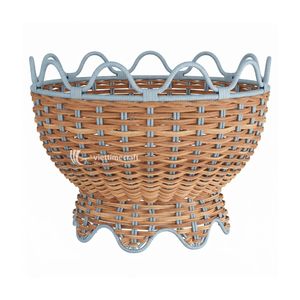Cesta de Servir de Ratán Vintage de Lujo con Borde Festoneado, Centro de Mesa Ecológico de Fibra Sostenible para Cocina - Product Image 1