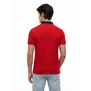 Camiseta Polo Roja para Hombre, Manga Corta, Algodón, Casual, Verano, Corte Ajustado, Color Sólido, Cuello Camisero, Transpirable, con Logotipo Personalizado - Product Image 2