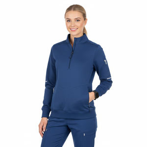 Vestes de Blouse Médicale en Polaire à Fermeture Éclair 1/4, Modèle Pull, Chaudes, avec Poignets Côtelés, Fabrication Personnalisée, Prix de Gros pour Hôpitaux - Product Image 1