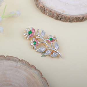 Kritik CZ Designer Rhinestone Brooch Pin-Gold Plated Crystal Pearl Fashion Jewelry - Product Image 2