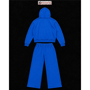 Ensemble de survêtement bleu roi pour homme avec logo personnalisé, sweat à capuche zippé et pantalon de jogging, tenue décontractée streetwear et sportswear, ensemble deux pièces, vente en gros OEM - Product Image 6