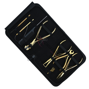 Gold Hair Extension tools Application Kit with Hair Pressing Plier Micro Bead Closing Tool Hair Pulling Wire Wand Divider Ring - Product Image 1