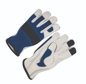 Gants de sécurité en cuir blancs, bleus, noirs, avec bouts des doigts antidérapants, résistance à l'abrasion, poignet élastique, résistance aux chocs, usage général - Product Image 6