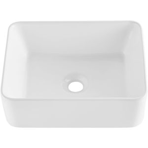 Lavabo da Appoggio in Ceramica Bianca Rettangolare 16x12 Pollici Stile Moderno con Design Unico - Product Image 2