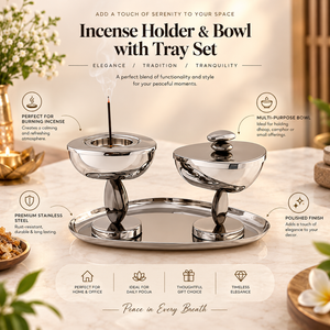 Stainless Steel <b>Silver</b> Modern Incense Holder Bowl <b>Tray</b> Set Bakhoor Dhoop | Luxury Aromatherapy Burner Ramadan Eid Home <b>Decor</b> - Product Image 5