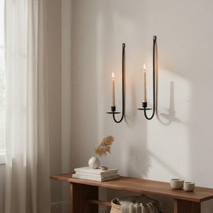 Modern Black Metal <b>Wall</b> Mounted <b>Candle</b> Holder Premium metal <b>Wall</b> <b>Sconce</b> <b>for</b> Living Room Bedroom Decor - Product Image 1