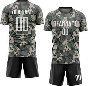 ชุดเสื้อฟุตบอลลายพรางสีเขียวแบบซับลิเมชั่นสำหรับผู้ใหญ่ แขนสั้น แห้งเร็ว แบบยูนิเซ็กซ์ - Product Image 1