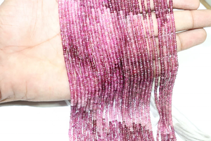 Nouveauté : Perles rondes facettées en rubellite de 4,5 mm, perles de tourmaline rose dégradées, brins - Product Image 2
