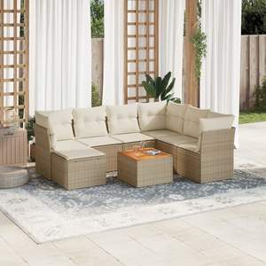 Conjunto de Sofás de Jardín en Color Beige Crema - Product Image 1