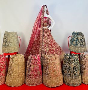 Indian Pakistani Women's Elegant Bridal Wedding Lehenga Choli Heavy Embroidery Work Velvet Full-Length Fashion Silk Dress - Product Image 1