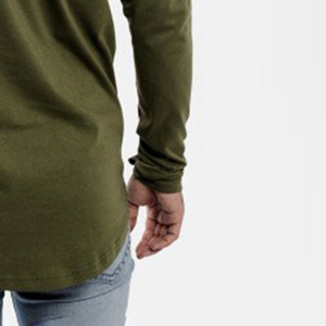 <b>Men's</b> Long Sleeve O-Neck Solid Color Cotton/Bamboo Fiber Nonwoven Casual <b>T</b>-<b>Shirt</b> with Front Logo Quick Dry & Breathable - Product Image 4