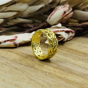 Anillo de filigrana de diseño único, estilo bohemio, de latón para mujer, chapado en oro de 18k, joyería celta entrelazada, para venta al por mayor/OEM/ODM - Product Image 6