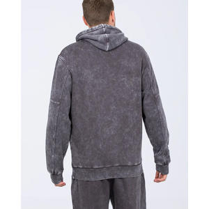 Sweat-shirt à capuche délavé à l'acide, en coton épais, personnalisable, pour l'hiver, vêtement décontracté pour impression personnalisée - Product Image 2