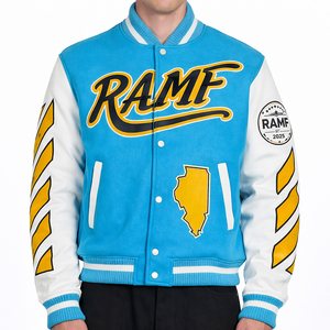 Blouson bomber tendance pour homme, style pop-culture – Design ton sur ton pastel, détails de badges rétro - Product Image 1