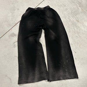 Custom Streetwear Cotton Sweat Track Pant Straight Wide Leg <b>Stacked</b> <b>Jogger</b> Acid Wash Sun Faded Flare Baggy Rhinestone Sweatpants - Product Image 3