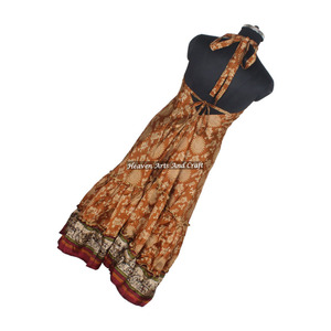 Nuevo Sari Boho de Seda para Mujer, Vestido Largo de Seda Vintage Indio, Elegante Vestido de Noche sin Mangas para Mujer - Product Image 6