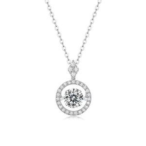 Collier pendentif classique en moissanite, argent 925 plaqué rhodium, certifié GRA, bijoux de mariage unisexe, chaîne en boîte - Product Image 4