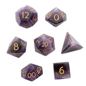 High quality stone dice Amethyst natural crystal reiki healing gemstones <b>Engraved</b> custom dice set Vikings crystal - Product Image 2