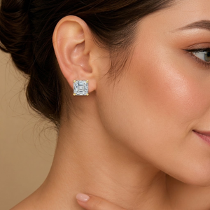 Pendientes de Diamante Cultivado en Laboratorio con Corte Asscher, Certificados por IGI, Estilo Heritage, Plata de Ley 925, Color D, Lujosos para Novia - Product Image 2