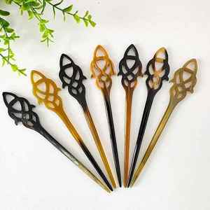 Pasador de Pelo de Cuerno de Búfalo Hecho a Mano, Ecológico y de Primera Calidad, Diseño Personalizable, Tamaño Ajustable, Color Natural, AL MALIK CRAFT - Product Image 2