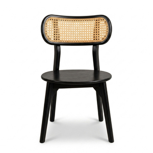 Chaise de salle à manger scandinave sans accoudoirs en teck noir tressé, durable et écologique, idéale pour ferme, entrée ou restaurant - Product Image 2