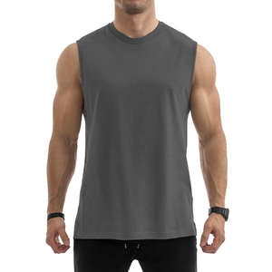 Débardeur de sport en Spandex/Polyester de haute qualité, sans manches, avec logo personnalisé, col rond, imprimé noir, pour homme, écologique - Product Image 4