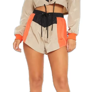 Wholesale Blank Ladies Nylon Windbreaker Co Ord Set Cropped Hooded Jacket Shorts Activewear Manufacturer - Product Image 2