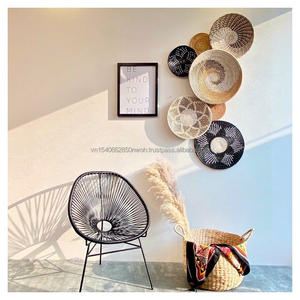 Cesta de pared decorativa de hierba marina natural tejida a mano, ecológica, estilo boho vintage, colgante de mimbre, platos de pared de ratán y bambú hechos a mano - Product Image 6