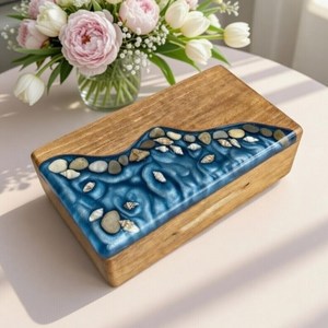 Personalized Resin Jewelry Box Handmade Epoxy Keepsake Case Ring <b>Holder</b> <b>Earring</b> Organizer Gift for Her Custom Jewelry Storage - Product Image 3