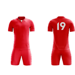 Uniforme de Fútbol Rojo para Hombre, Camiseta Polo de Manga Corta con Pantalones Cortos, Ropa Deportiva de Poliéster que Absorbe la Humedad, para Todas las Temporadas, Ajuste para Adultos - Product Image 3