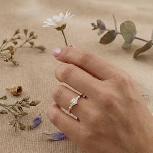 Minimalist Moissanite Engagement <b>Ring</b> <b>Thin</b> Gold Solitaire <b>Ring</b> Dainty Diamond Promise <b>Ring</b> For Women - Product Image 6