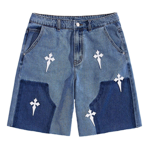 High Quality Mens Shorts Jeans New Custom Made Design Ripped Denim Shorts For Mens With Denim Shorts Applique Embroidery Short - Product Image 1