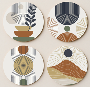 แผ่นรองแก้วไม้ MDF คุณภาพเยี่ยม พิมพ์ลายดอกไม้สีฟ้า รูปทรงสี่เหลี่ยม - Product Image 6