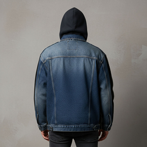 Top Trending Acid Wash Custom Design Denim <b>Jacket</b> for <b>Man</b> 100% Cotton Vintage Wash Wool-Lined Windproof <b>Men's</b> Denim <b>Jacket</b> - Product Image 3
