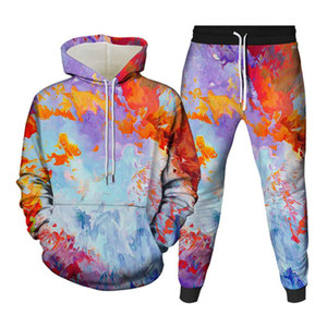 Conjunto Deportivo para Hombre y Mujer con Estampado Gráfico Multicolor, Sudadera con Capucha Sublimada, Ropa Deportiva Urbana para Parejas, Estilo Hip Hop - Product Image 1
