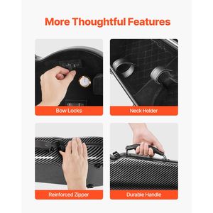 Custodia per violino da viaggio 4/4 full size, leggera e portatile, con igrometro integrato, fodera in peluche, doppia tracolla, in resistente pelle - Product Image 6
