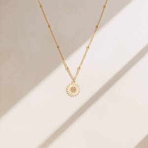 Nuevo Collar con Colgante de Girasol Cristiano, Plata de Ley 925, Chapado en Oro, Joyería Floral Neogótica, Regalo para Mujer, Hecho a Mano - Product Image 2